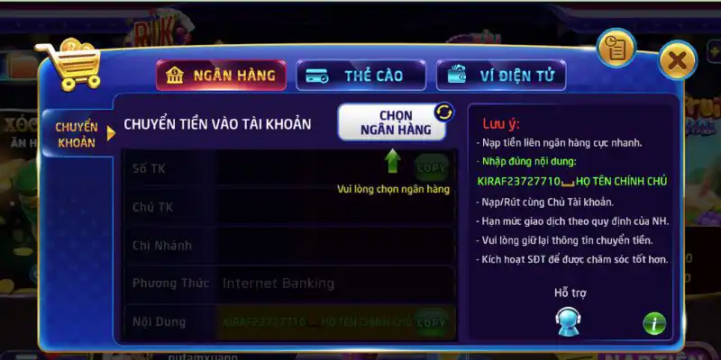 Cách bước nạp tiền Rikvip chuẩn nhất